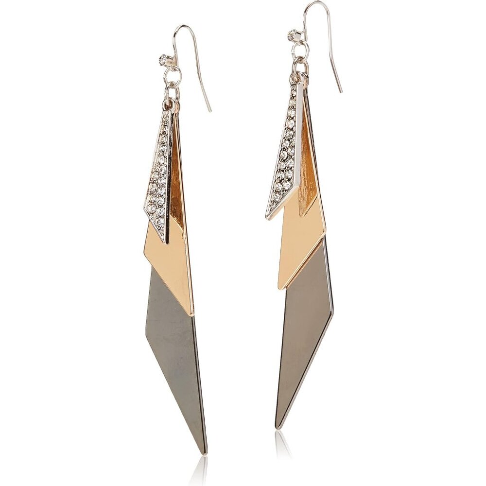 Chic Triangular Drop Earrings With Rhinestone & H… - image 1